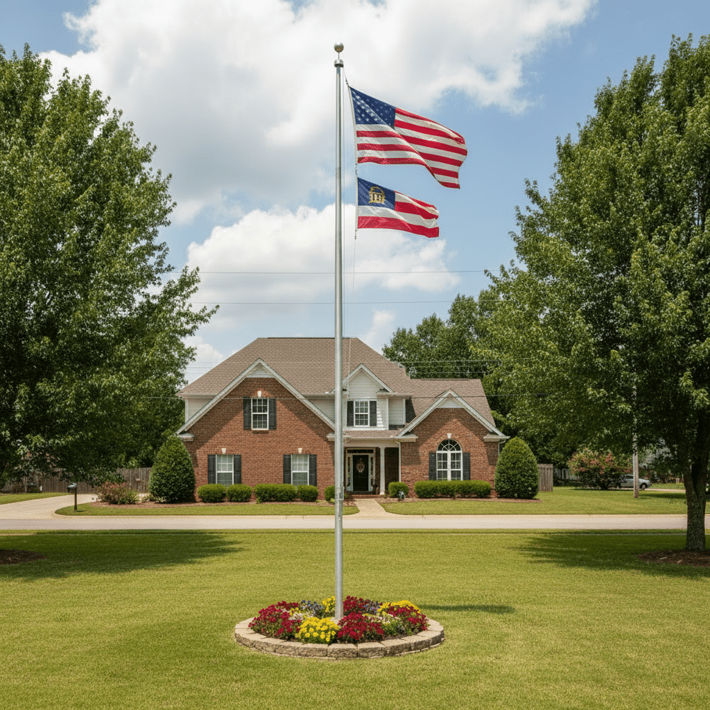 20 Ft flagpole with U.S. and Georgia state flags
